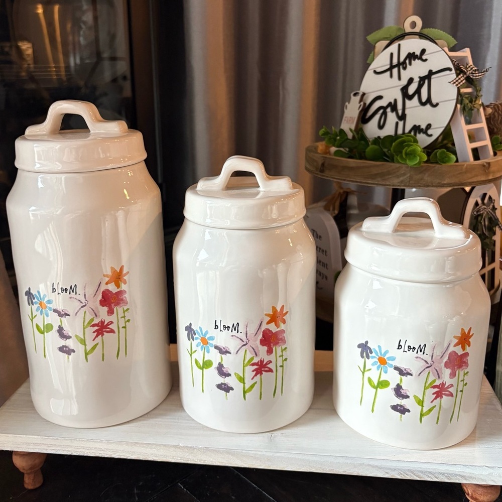 Rae Dunn Artisan Collection BLOOM Ceramic Canister Set